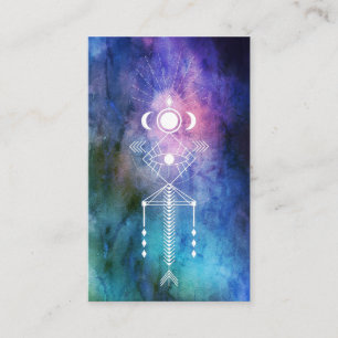 *~* Sacred Watercolor Aztec Tribal Shaman Primal Business Card