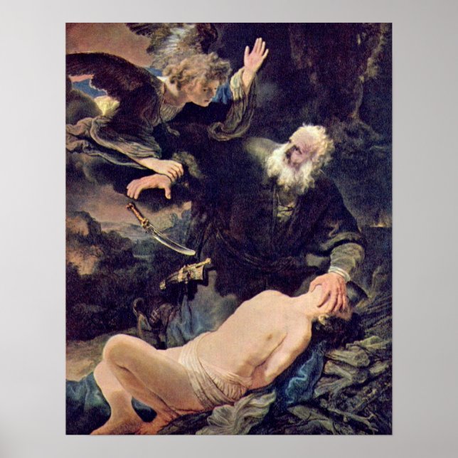 Sacrifice of Isaac by Rembrandt van Rijn Poster (Front)