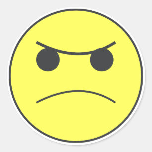 Sad Angry Face Emoticon Mood Classic Round Sticker