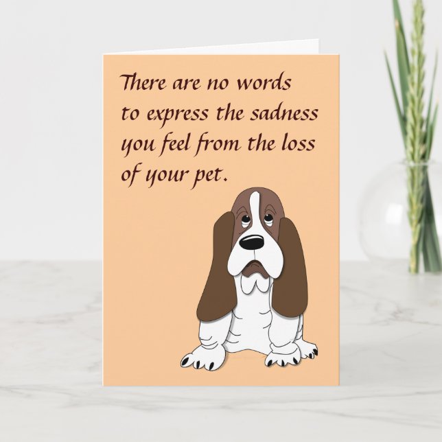 Sad Basset Hound Dog Sympathy for Loss of Pet Card (Front)