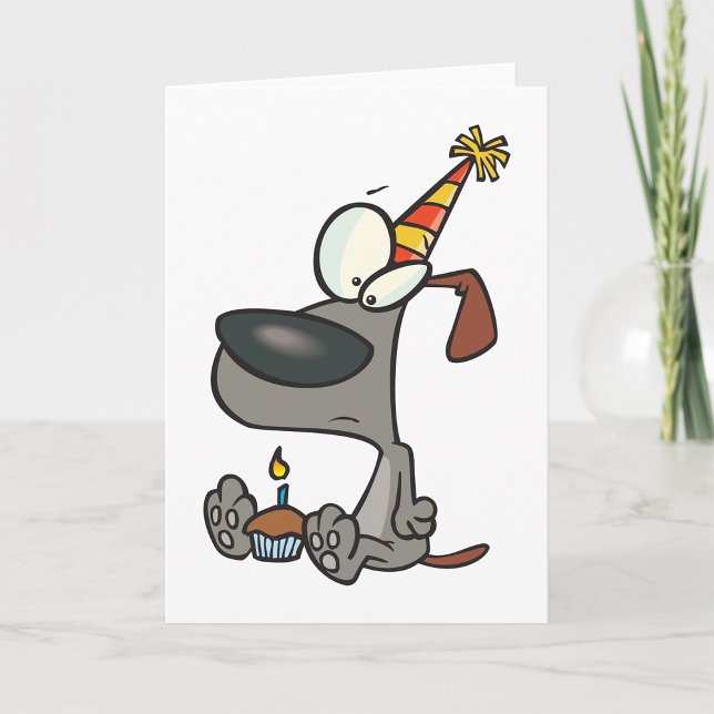 Sad Birthday Dog Cartoon with Cupcake Card (Creator Uploaded)