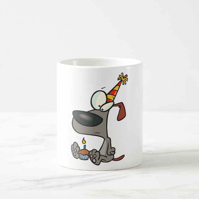 Sad Birthday Dog Cartoon with Cupcake Coffee Mug (Creator Uploaded)