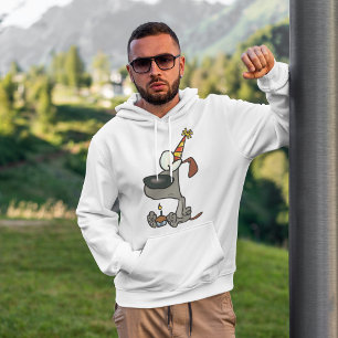 Sad Birthday Dog Cartoon with Cupcake Hoodie