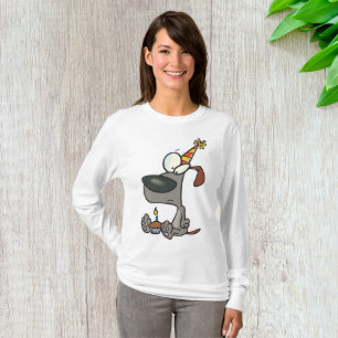 Sad Birthday Dog Cartoon with Cupcake T-Shirt