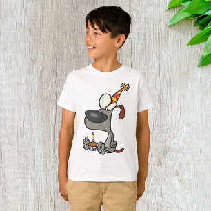 Sad Birthday Dog Cartoon with Cupcake T-Shirt
