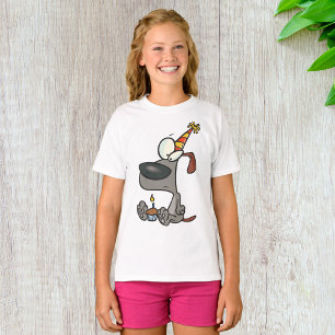 Sad Birthday Dog Cartoon with Cupcake T-Shirt