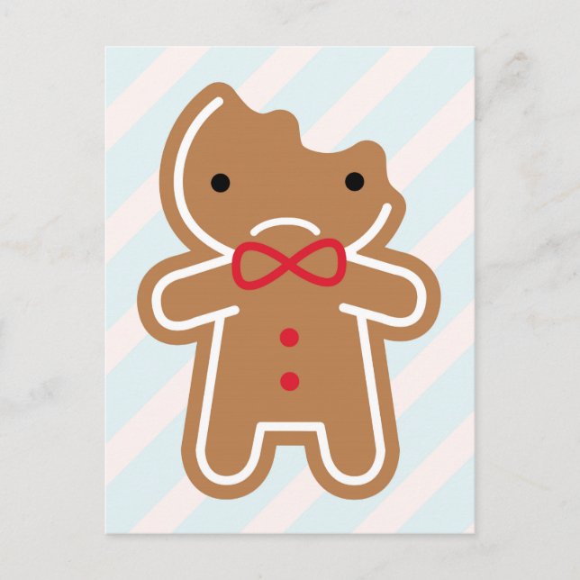 Sad Bitten Kawaii Gingerbread Man Postcard (Front)