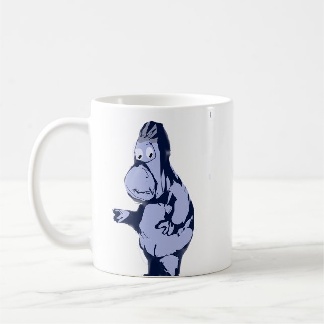 Sad Blue Gorilla Ceramic Coffee Mug (Left)