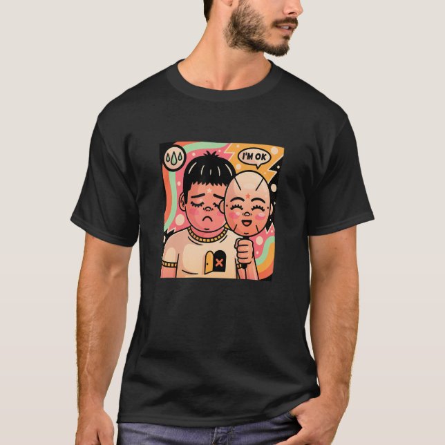Sad Boy Pretending He Is Ok Illustration Graphic D T-Shirt (Front)