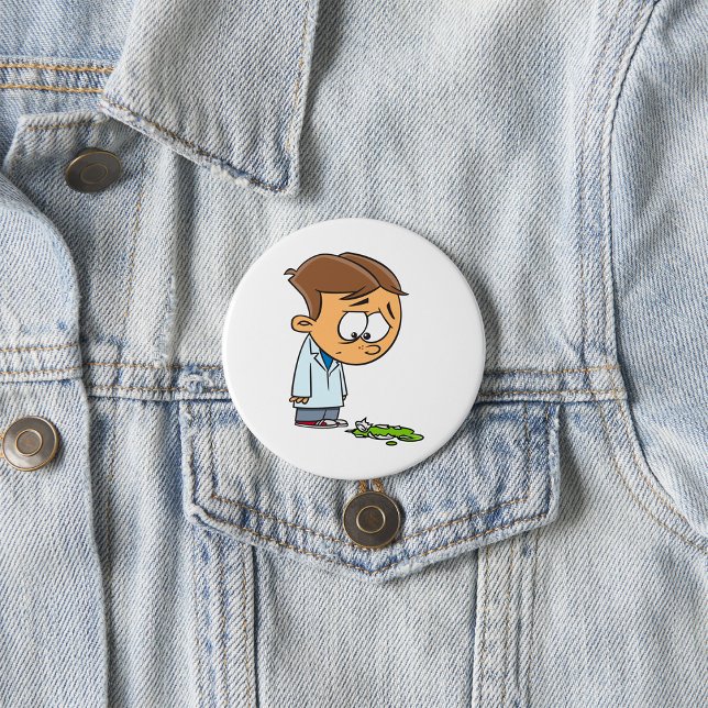 Sad Boy Scientist with Broken Experiment 7.5 Cm Round Badge (Creator Uploaded)