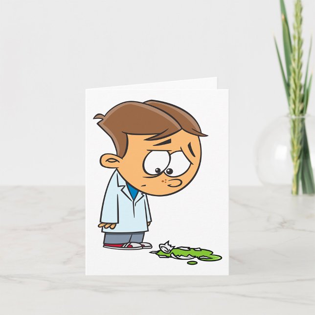 Sad Boy Scientist with Broken Experiment Card (Creator Uploaded)