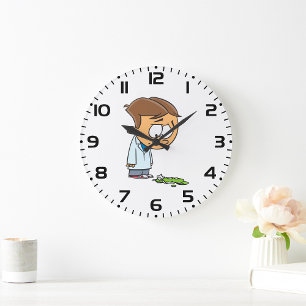 Sad Boy Scientist with Broken Experiment Large Clock