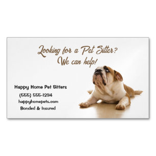 Sad Bulldog Looking for a Pet Sitter Dog Walker Magnetic Business Card