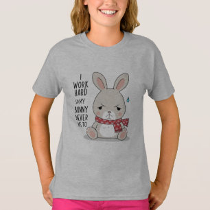 Sad Bunny T-Shirt – Sweet Minimalist Bunny with Cu