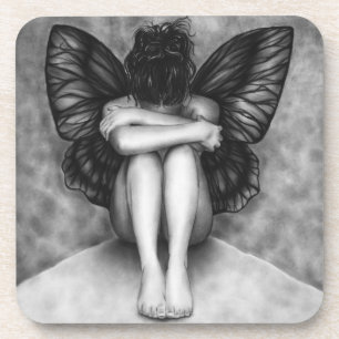 Sad Butterfly Girl Coaster Set