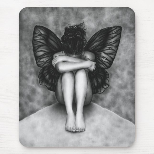 Sad Butterfly Girl Mousepad (Front)