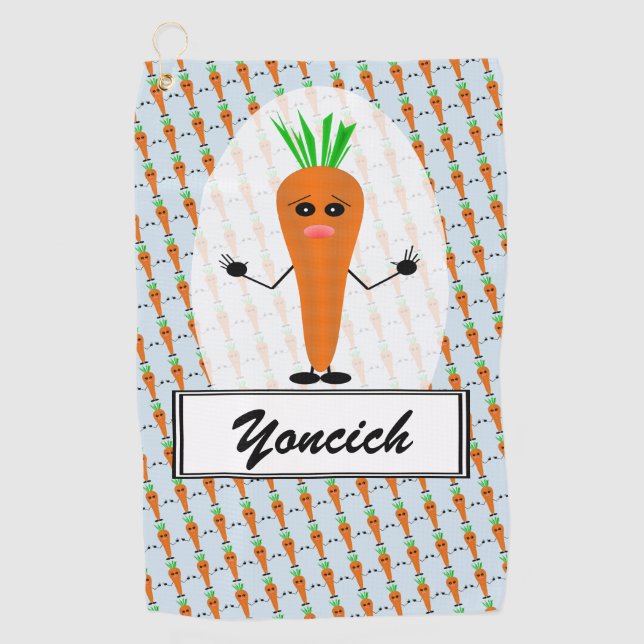 Sad Carrot by Kenneth Yoncich Golf Towel (Front)