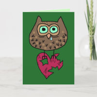 Sad Cartoon Owl With Torn Heart and Custom Text
