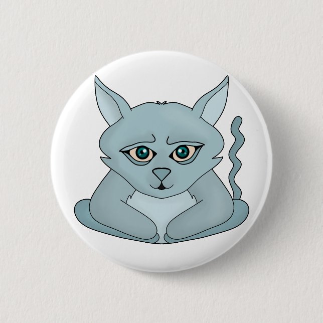 Sad Cat 6 Cm Round Badge (Front)