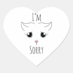 Sad Cat Face: I'm Sorry Heart Sticker