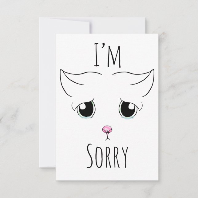 Sad Cat Face: I'm Sorry Thank You Card (Front)
