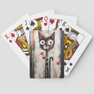 Sad Cat Large Eyes Painted  Playing Cards