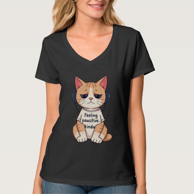Sad Cat Vibing T-Shirt (Front)