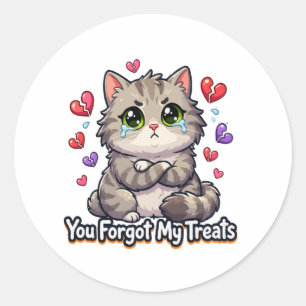 Sad Cat You Forgot My Treats Classic Round Sticker
