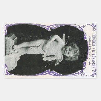 Sad Cherub Angel Print Rectangular Sticker