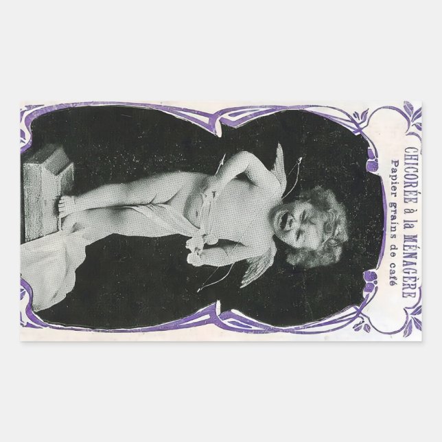 Sad Cherub Angel Print Rectangular Sticker (Front)