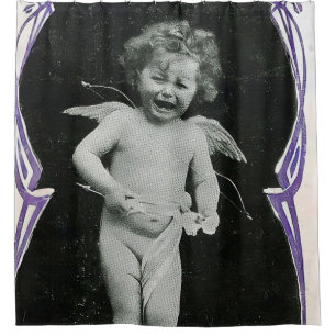 Sad Cherub Angel Print Shower Curtain