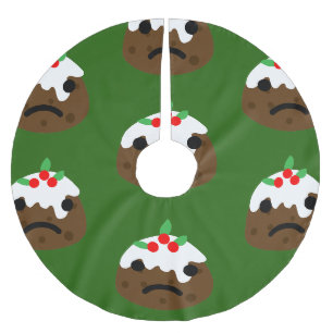 sad christmas pudding brushed polyester tree skirt