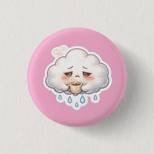 Sad Cloud Coffee Rainy Day Cute Design 3 Cm Round Badge