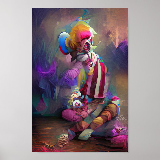 SAD CLOWN  fantasy art illustration poster (Front)