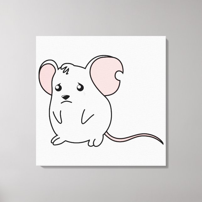 Sad Crying Weeping White Mouse Card Stamp Labels Canvas Print (Front)