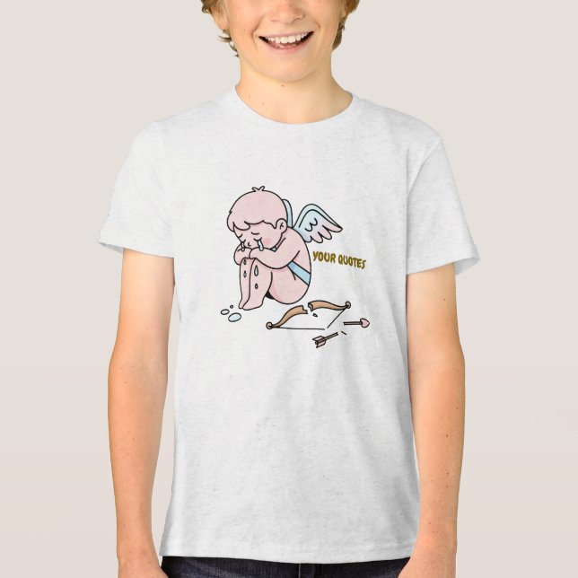 Sad Cupid With Broken Bow Tri-Blend Shirt (Front)