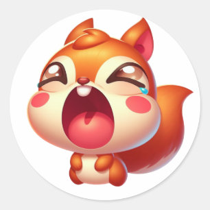 Sad Cute Squirrel Classic Round Sticker