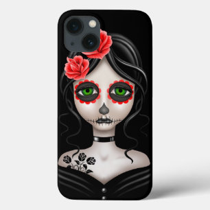 Sad Day of the Dead Girl on Black iPhone 13 Case