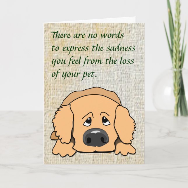 Sad Dog Cartoon Pet Sympathy Card for Loss of Pet (Front)