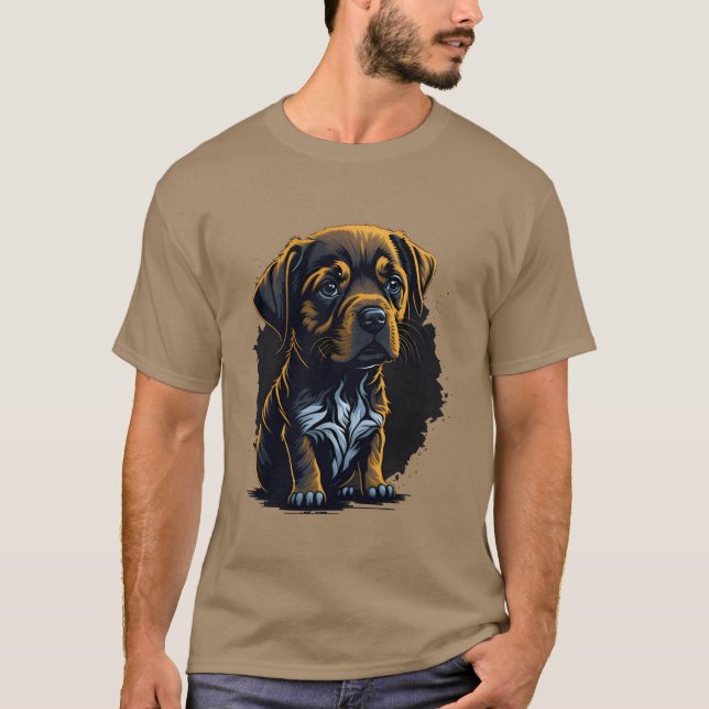 sad dog retro boy T-Shirt (Front)