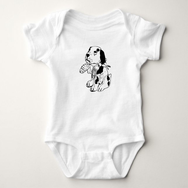 Sad Dog With Broken Leg Baby Bodysuit (Front)