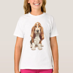 Sad Droopy Eared Basset Hound Puppy Kids T-Shirt