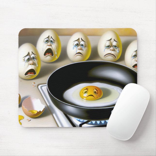 Sad Eggs Watching Egg In Frying Pan Mouse Pad (With Mouse)