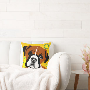 Sad Face Boxer Dog Cartoon Cushion