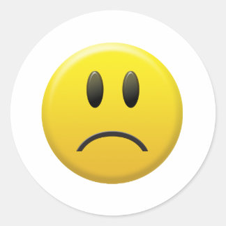 Sad Face Classic Round Sticker