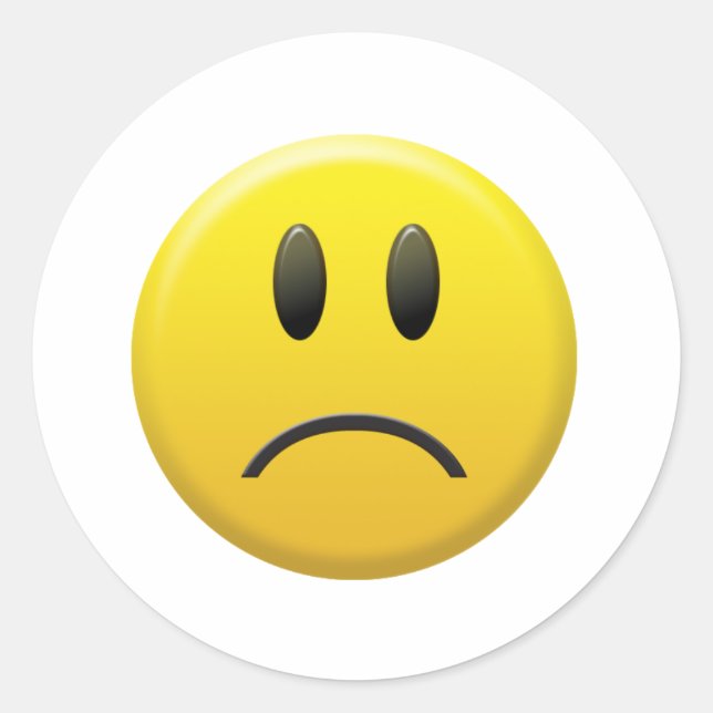 Sad Face Classic Round Sticker (Front)