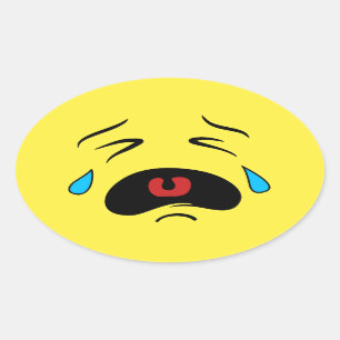 Sad Face Emoji Oval Sticker