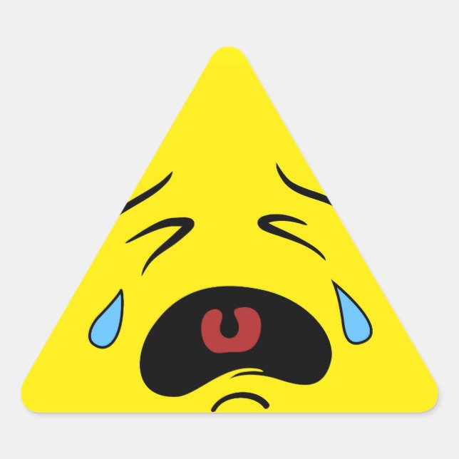 Sad Face Emoji Triangle Sticker (Front)