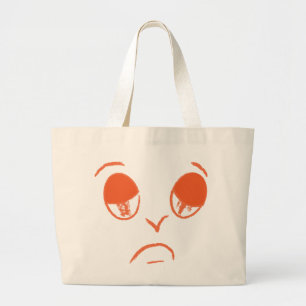 Sad face large tote bag
