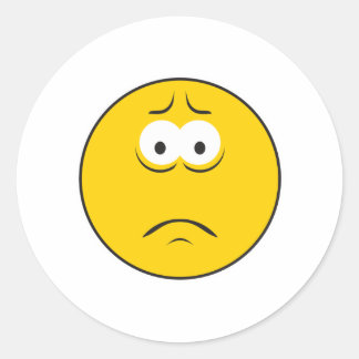 Sad Frowning Face Classic Round Sticker